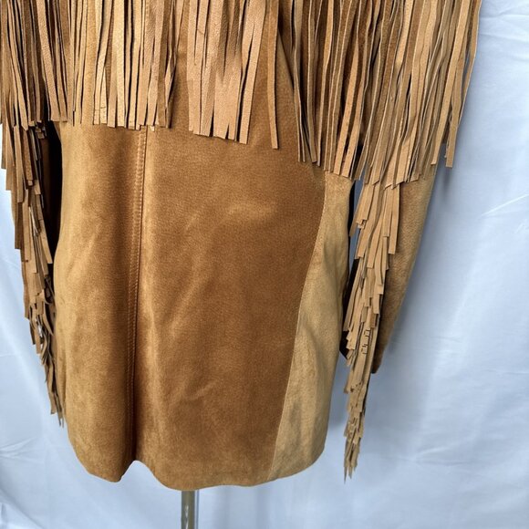 Vintage Brown Suede Fringe Western Jacket Womens M Cowgirl Pockets Cowboy USA - Picture 11 of 12